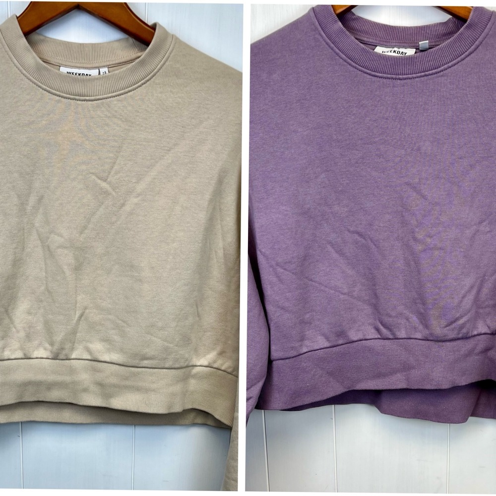 Weekday Womens Cropped Sweatshirts Athleisure Soft Terry Size XS Bundle of 2